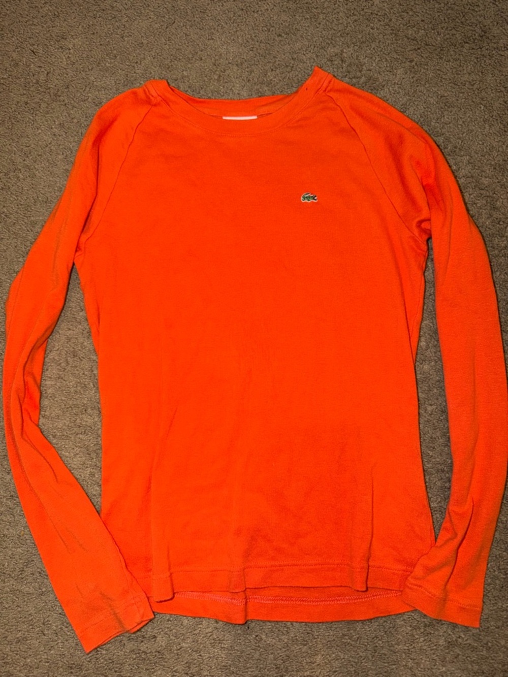 Lacoste Orange Long Sleeve Crew Neck Top